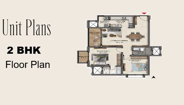 Prestige Spring Valley 2 BHK Floor Plan
