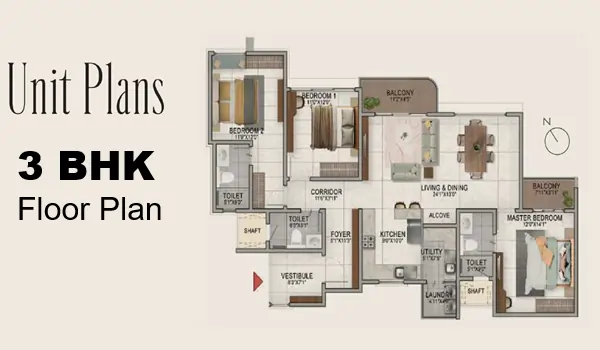 Prestige Spring Valley 3 BHK Floor Plan