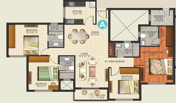 Prestige Spring Valley 4 BHK Floor Plan